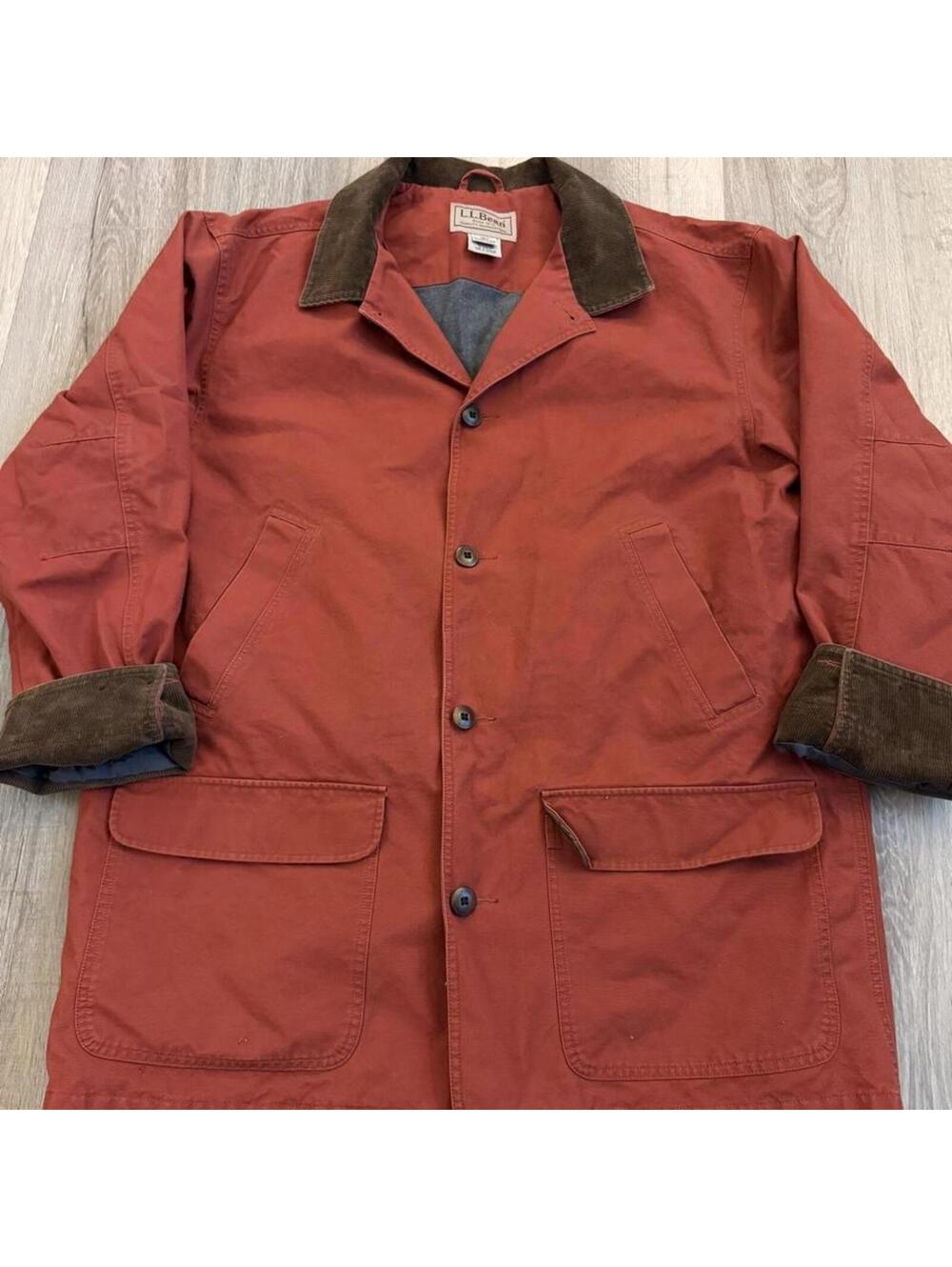 L.L.Bean red chore jacket with corduroy collar and cuffs. Size XL tall #workwear - Picture 2 of 7